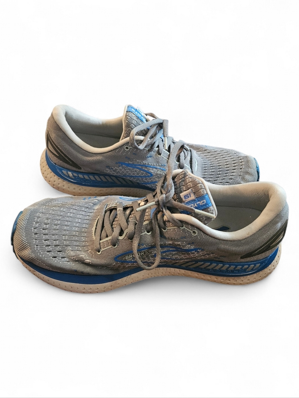 Brooks Glycerin GTS 19 Men’s Gray and Blue Athletic Running Shoes